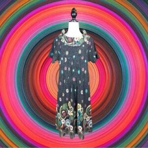 Joe Browns Multicolored Rainbow Floral Cowl Neck Sweater Tunic Dress Size 12